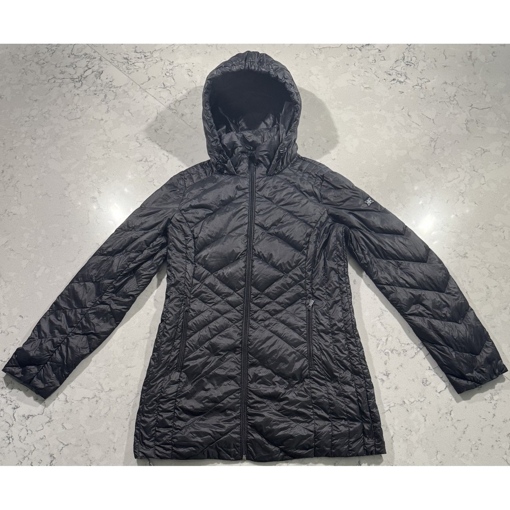 BCBGeneration Ultra Lightweight Packable Down Jacket Womens XS Black Hooded